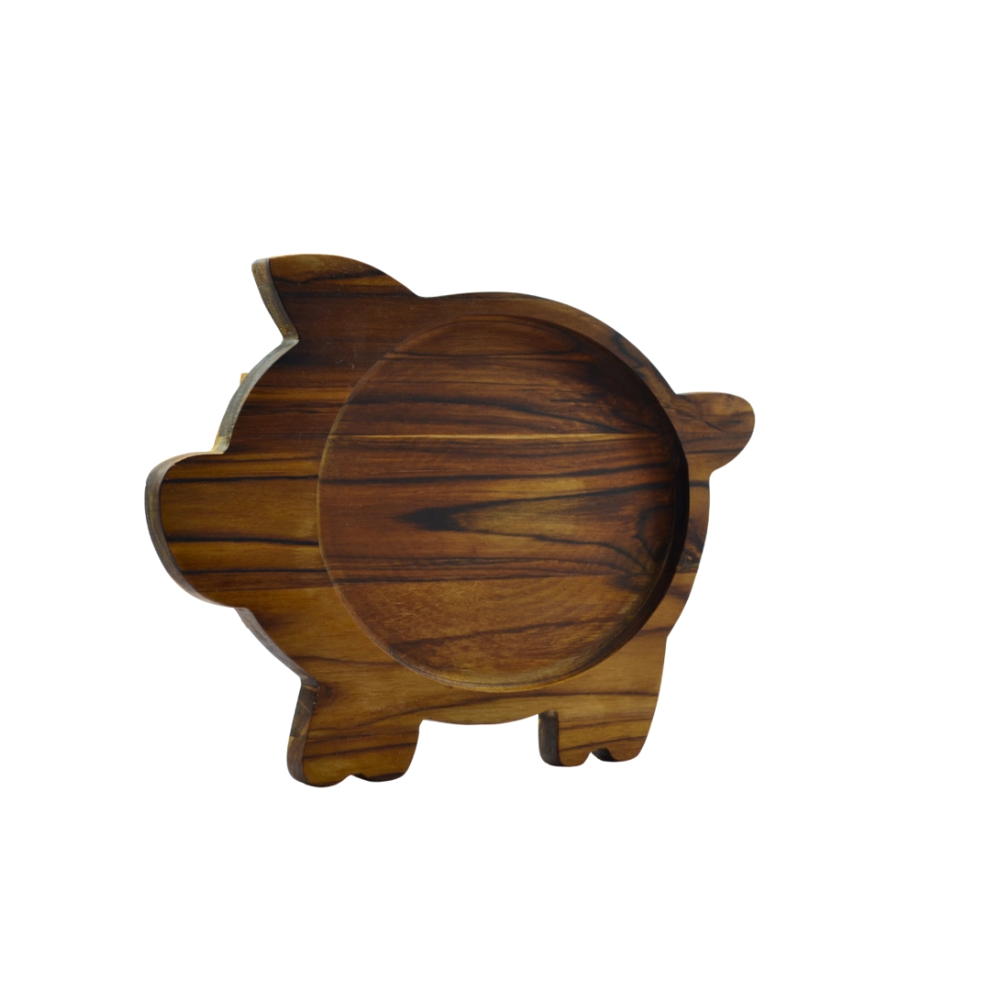 Petisqueira Porquinho Madeira Teca Personalizada Gourmet